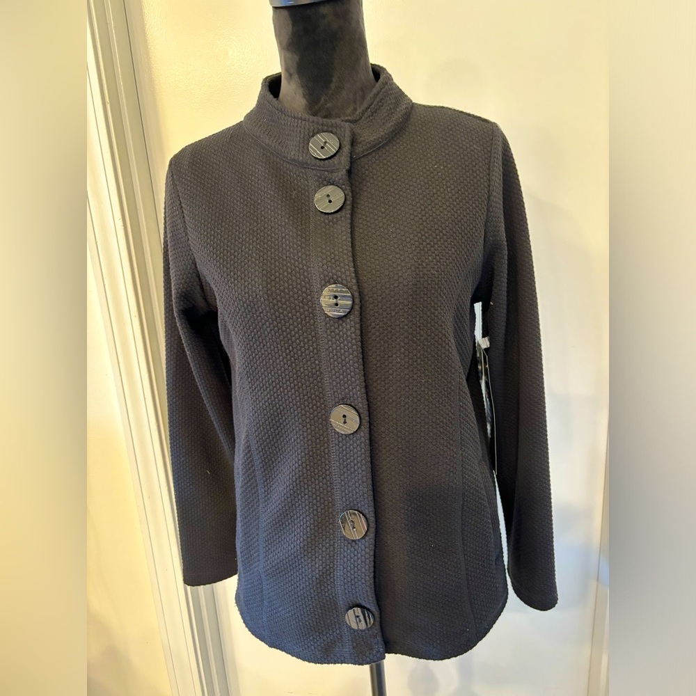 Onque Casual black knit jacket size Med NWT
